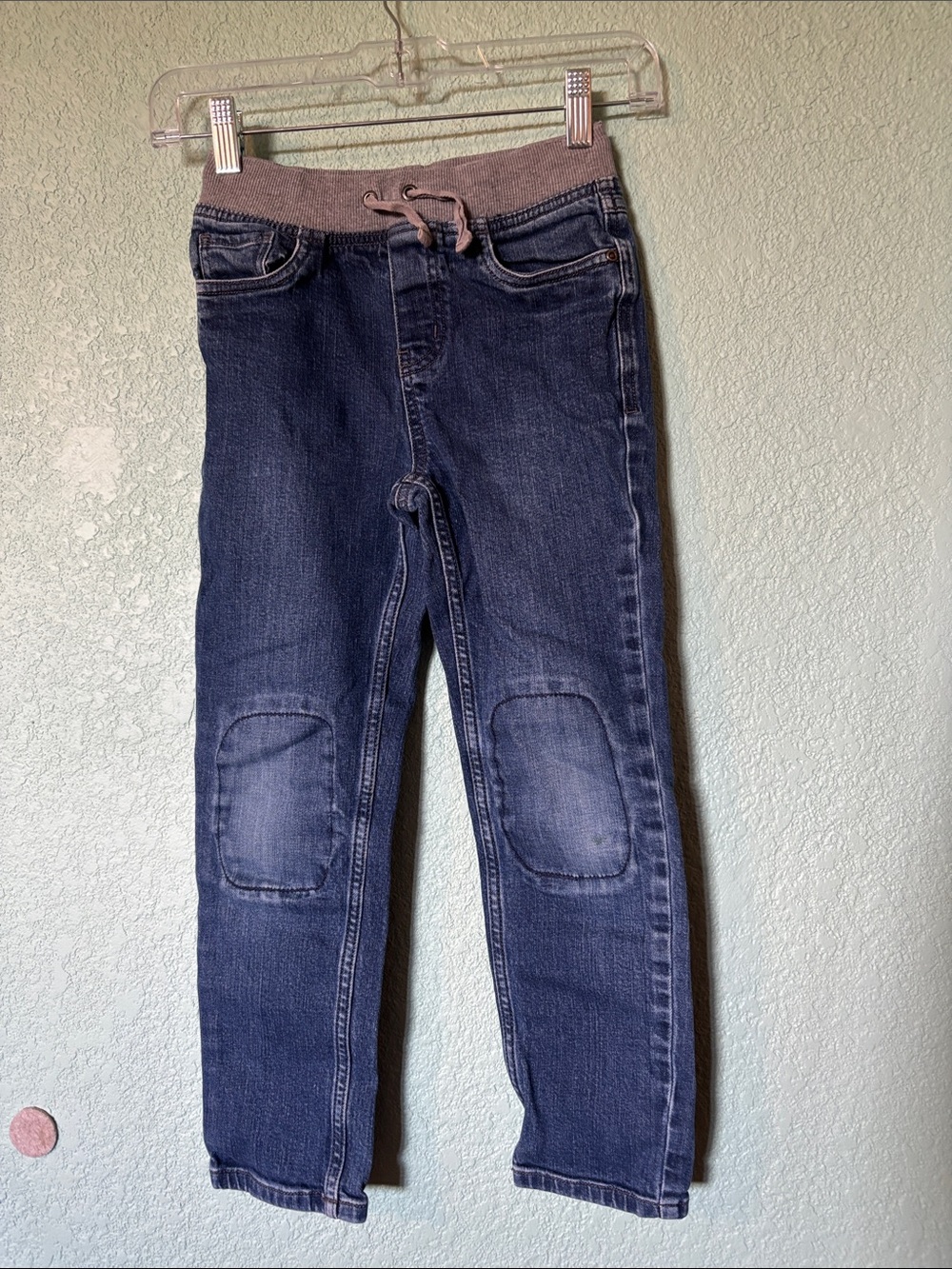 Hanna Andersson Boys Slim Blue Jeans with Reinforced Knees Size 8 Good